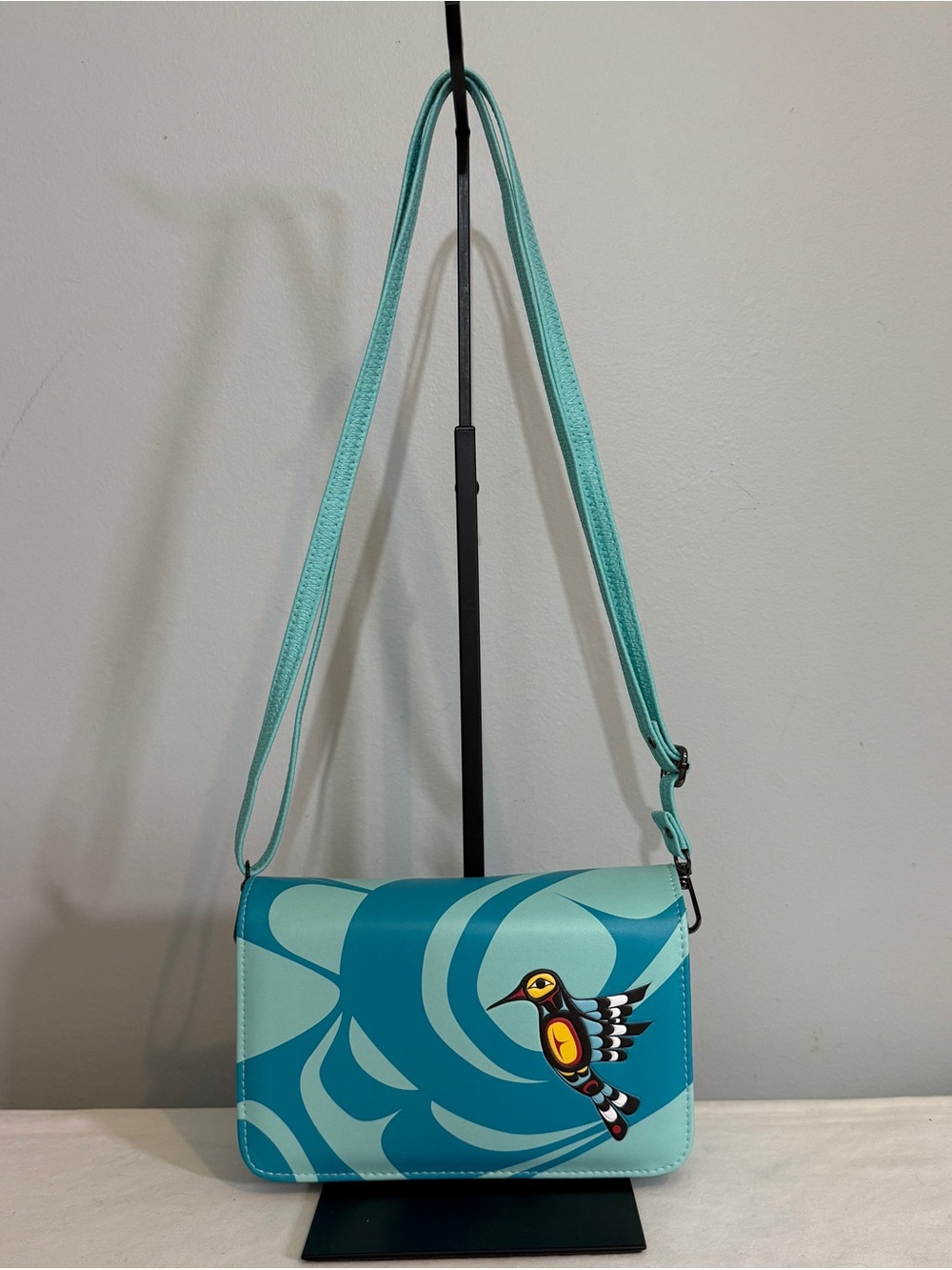 Oscardo Blue Hummingbird Crossbody Bag NWT Francis Dick Kwakwaka'wakw Art Purse